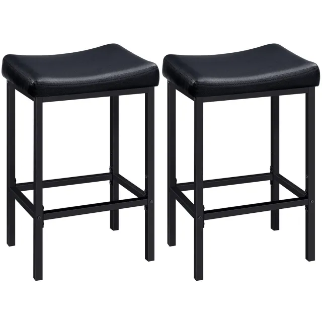 Unyqoos Set van 2 moderne zwarte barkrukken met comfortabele PU-bekleding en metalen frame