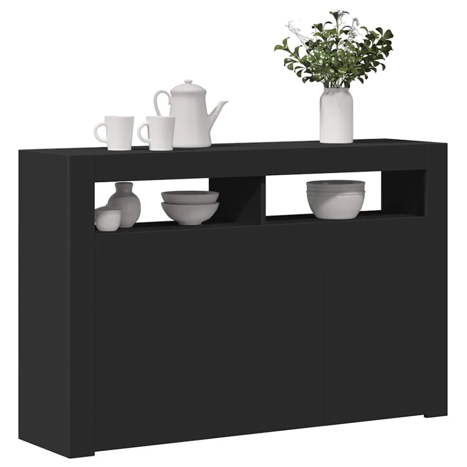 vidaXL Dressoir met LED-verlichting 115,5x30x75 cm zwart