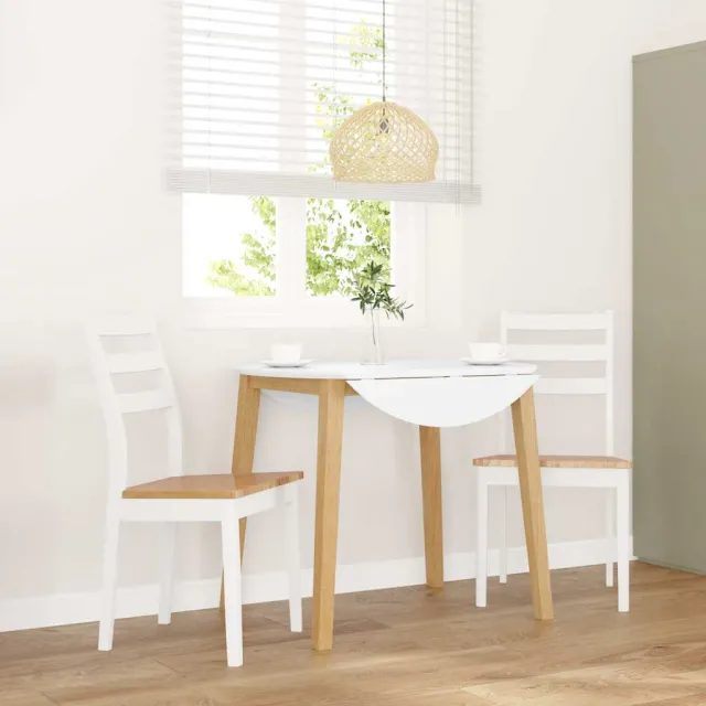vidaXL Eetkamerstoelen 2 st massief hout rubber wit