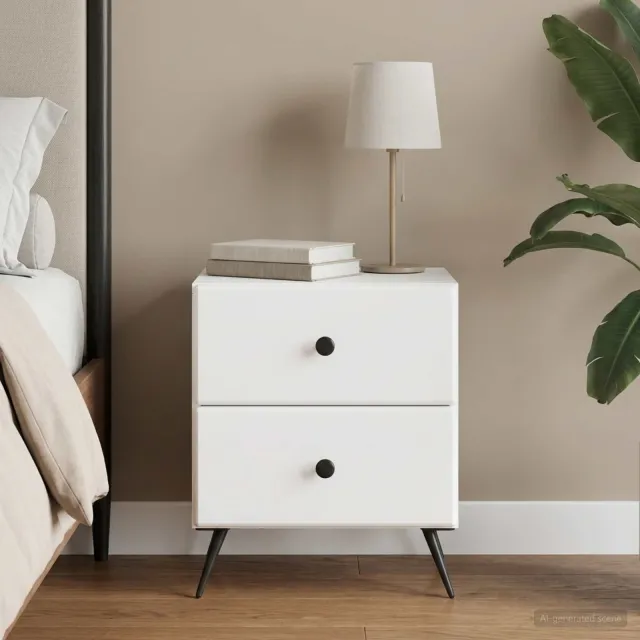 vidaXL Nachtkastje met lade Wit 43 x 34,5 x 47,5 cm Bewerkt hout, foto 2