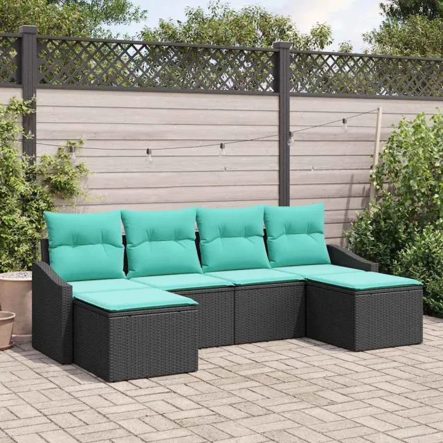 vidaXL Bankstel 6 st Zwart poly rattan