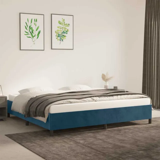 vidaXL Bedframe zonder matras 200x200 cm fluweel donkerblauw