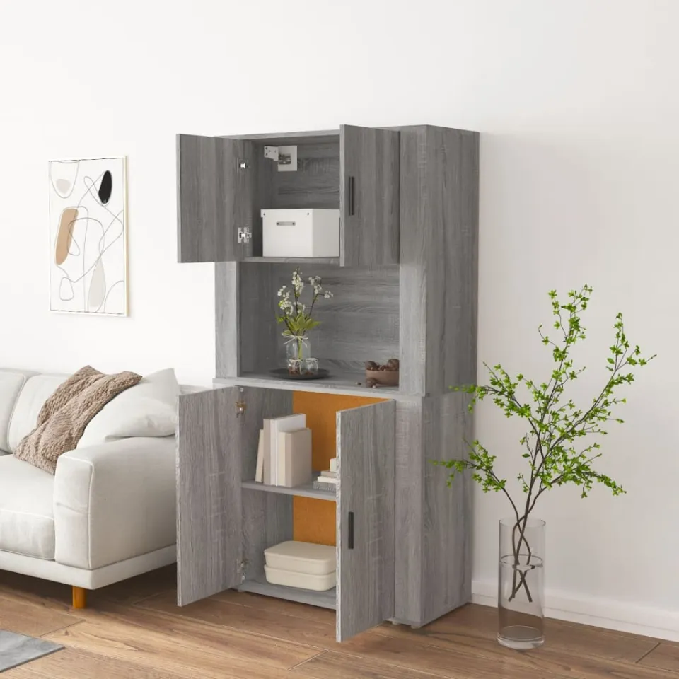 vidaXL Hoge kast bewerkt hout grijs sonoma eikenkleurig, foto 3