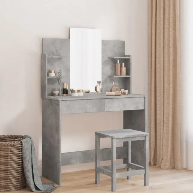 vidaXL Kaptafel met spiegel 96x39x142 cm betongrijs