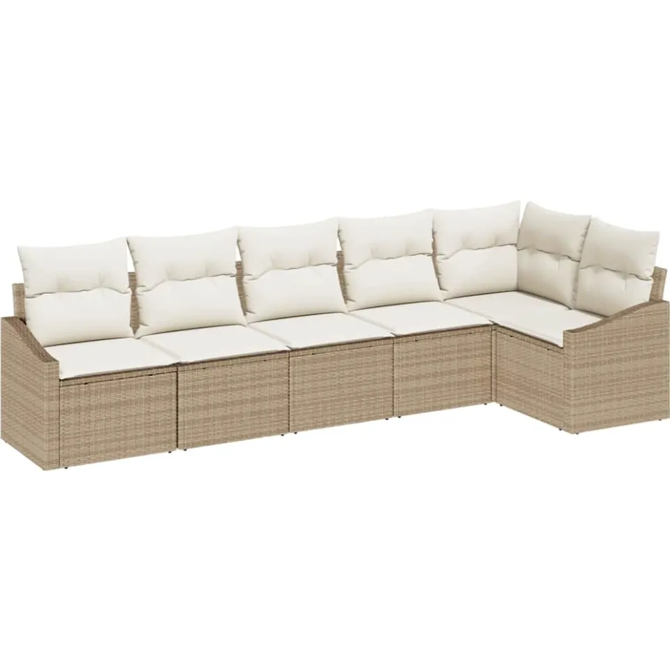 vidaXL Tuinbankenset 6 st Beige en Wit poly rattan