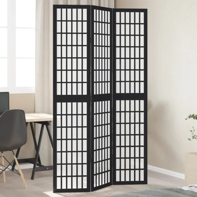 vidaXL Kamerscherm met 3 panelen massief paulowniahout zwart, foto 2