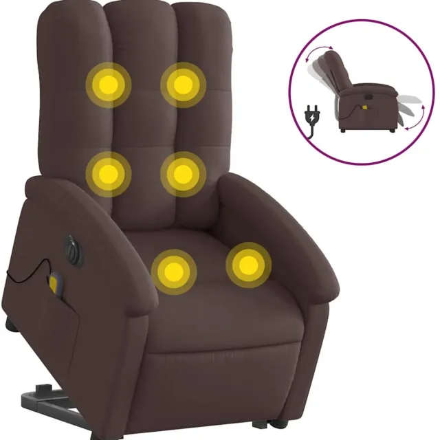 vidaXL Sta-op-massagestoel - elektrisch - verstelbaar - stof - donkerbruin