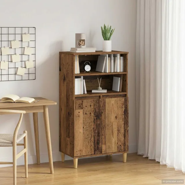 vidaXL Hoge kast Oud hout 60 x 36 x 110 cm Bewerkt hout Bruin