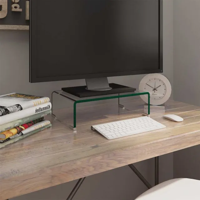 vidaXL Tv-meubel/monitorverhoger transparant 40x25x11 cm glas Transparent