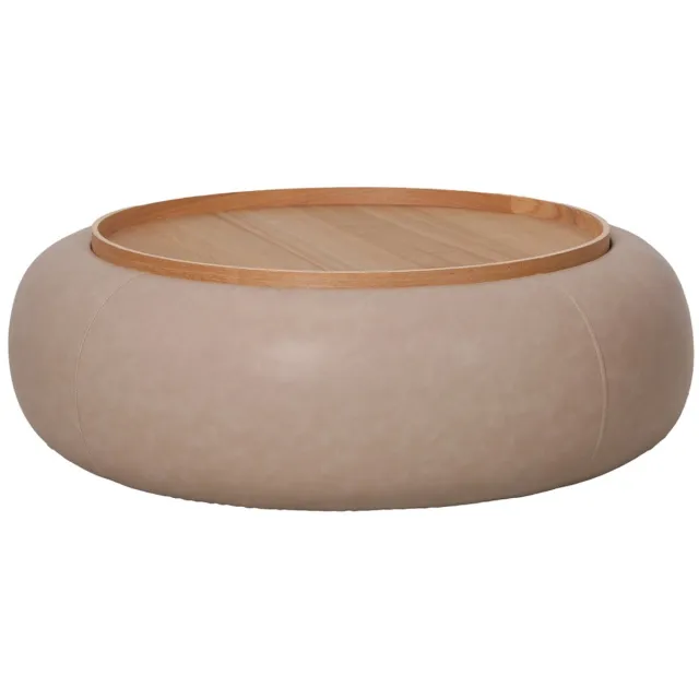 DÉJA Living Salontafel Draby - Taupe/Naturel - Met Opbergruimte - Ø102cm