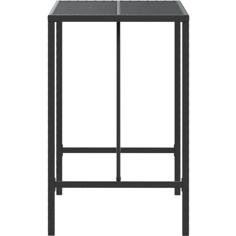 vidaXL Bartafel met glazen blad 70x70x110 cm poly rattan zwart, foto 4