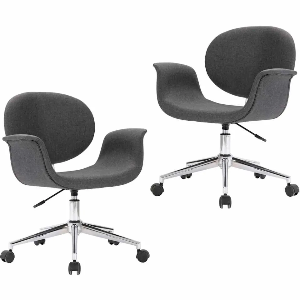 vidaXL Eetkamerstoelen draaibaar 2 st stof grijs, foto 3