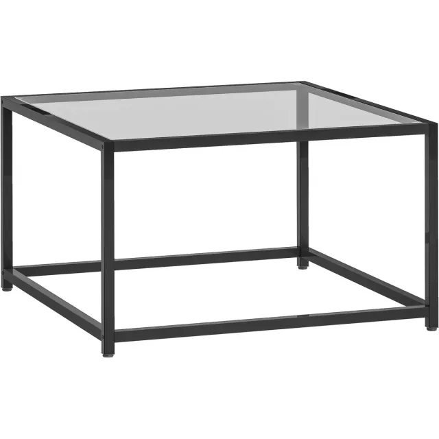 Homona Salontafel - Vierkant - Gehard glas en stalen frame - 68 x 68 x 39 cm - Zwart