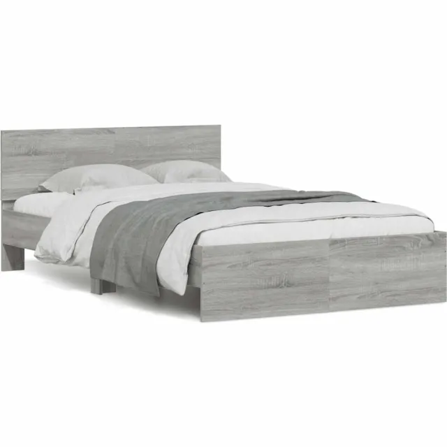 vidaXL Bedframe met hoofdeinde en LED grijs sonoma eiken 140x190 cm