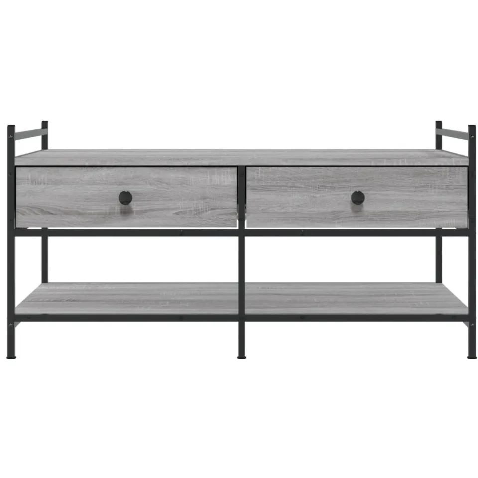 vidaXL Salontafel 99x50x50 cm bewerkt hout grijs sonoma eikenkleurig, foto 4