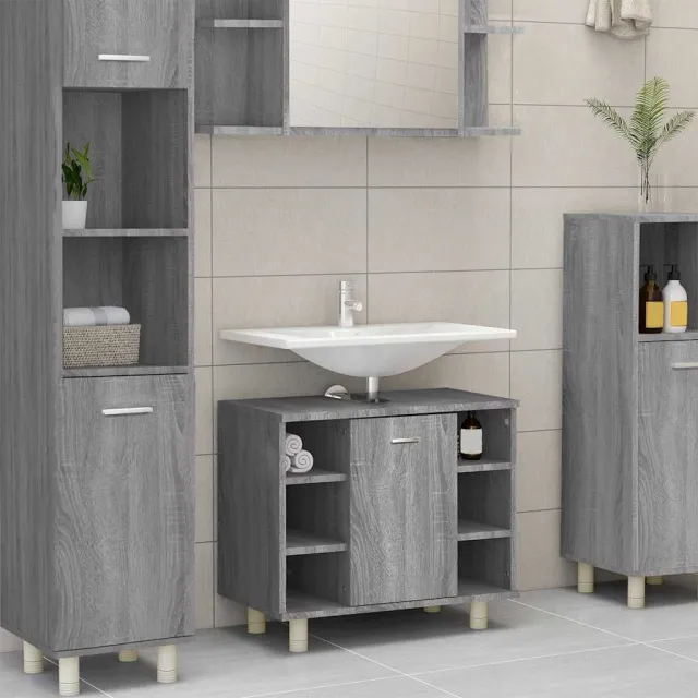 vidaXL Badkamerkast 60x32x53,5 cm bewerkt hout grijs sonoma eikenkleur
