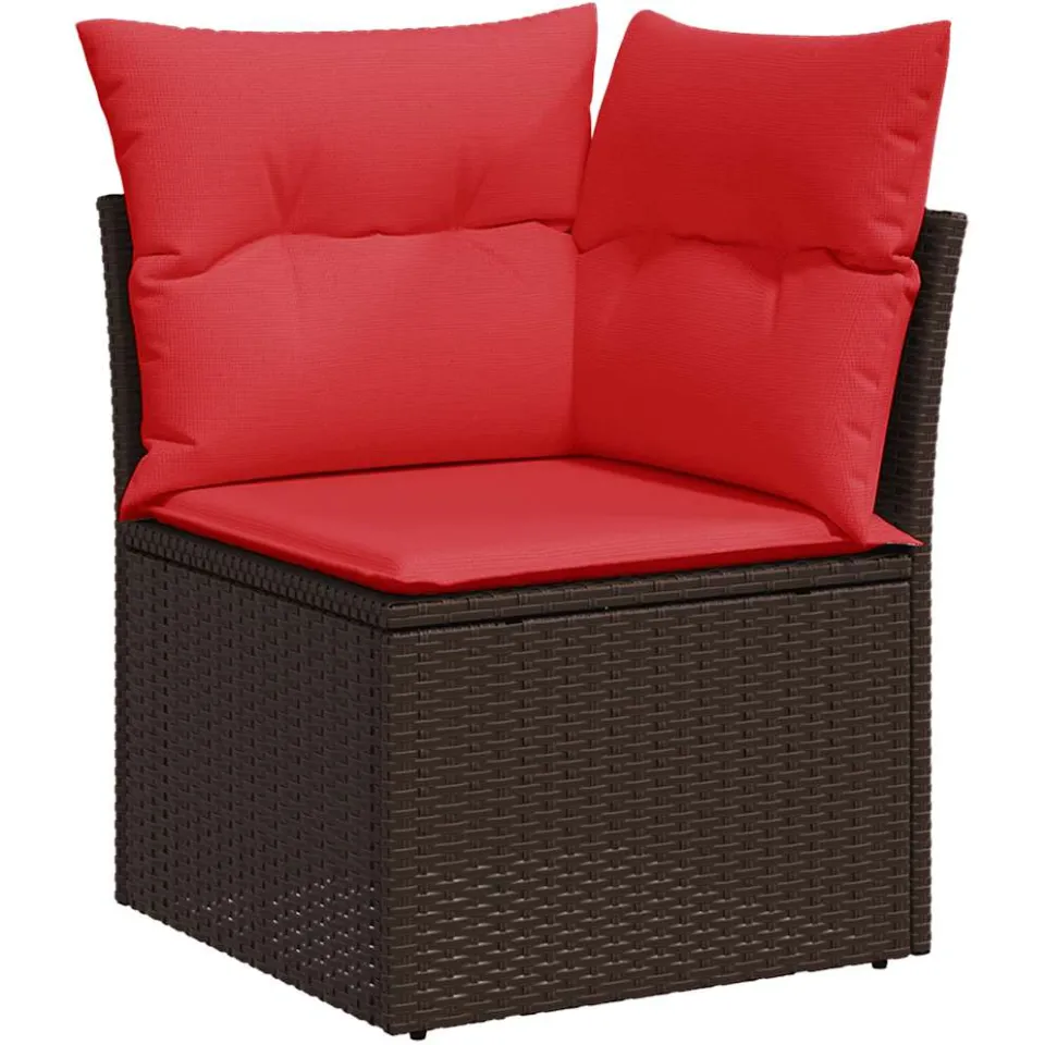 vidaXL 9-delige Loungeset met kussens poly rattan acacia bruin, foto 4