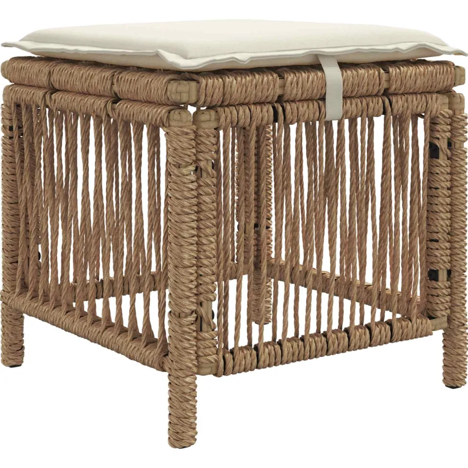 vidaXL Tuin eettafelset 3 st 2-zits Beige en Crème poly rattan, foto 4