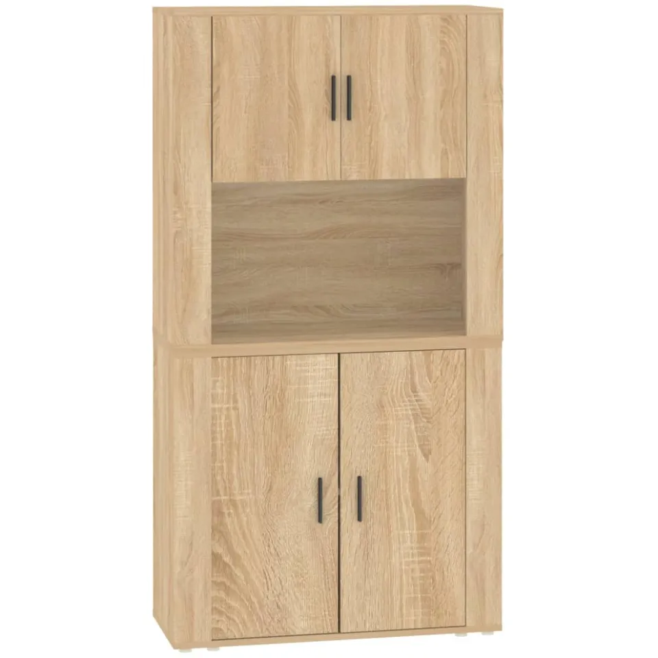 vidaXL Hoge kast bewerkt hout sonoma eikenkleurig Bruin