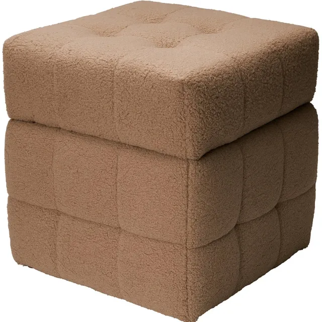Home & Styling Collection Hocker met opbergruimte vierkant SQUARE, bekleding schapenvacht, 38 x 38 x 37 cm bruin