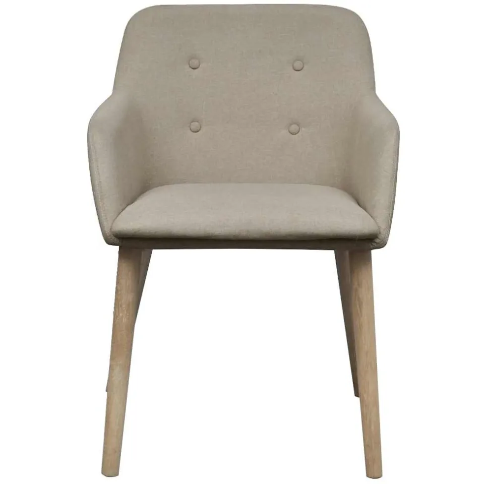 vidaXL Eetkamerstoelen 4 st stof en massief eikenhout beige, foto 3