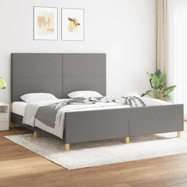 vidaXL Bedframe zonder matras stof donkergrijs 180x200 cm