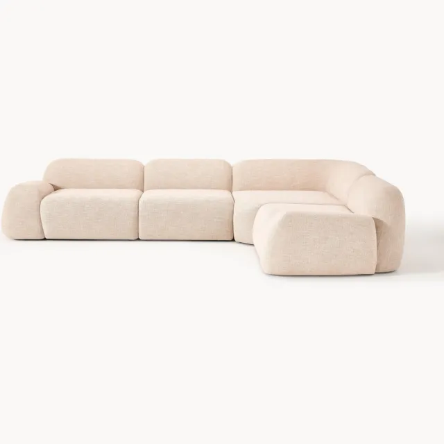 Westwing Collection Modulaire hoekbank Wolke (4-zits) van bouclé Roze