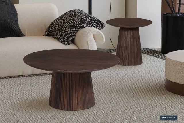 Rousseau Salontafel 'Miguel' 80 cm Rond Mango Hout Donkerbruin