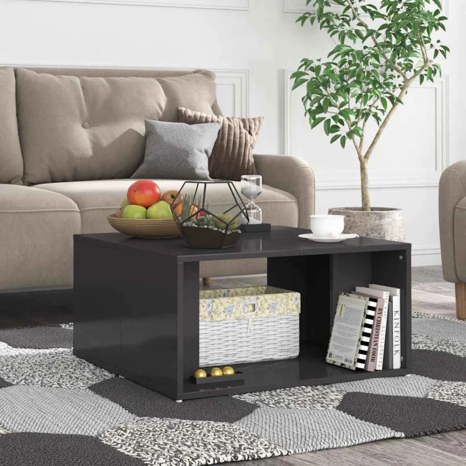 vidaXL Salontafels 4 st 33x33x33 cm bewerkt hout hoogglans grijs, foto 3