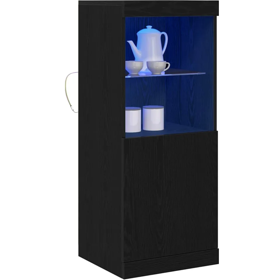vidaXL LED Sideboard Zwart Eiken 41 x 37 x 100 cm Bewerkt hout