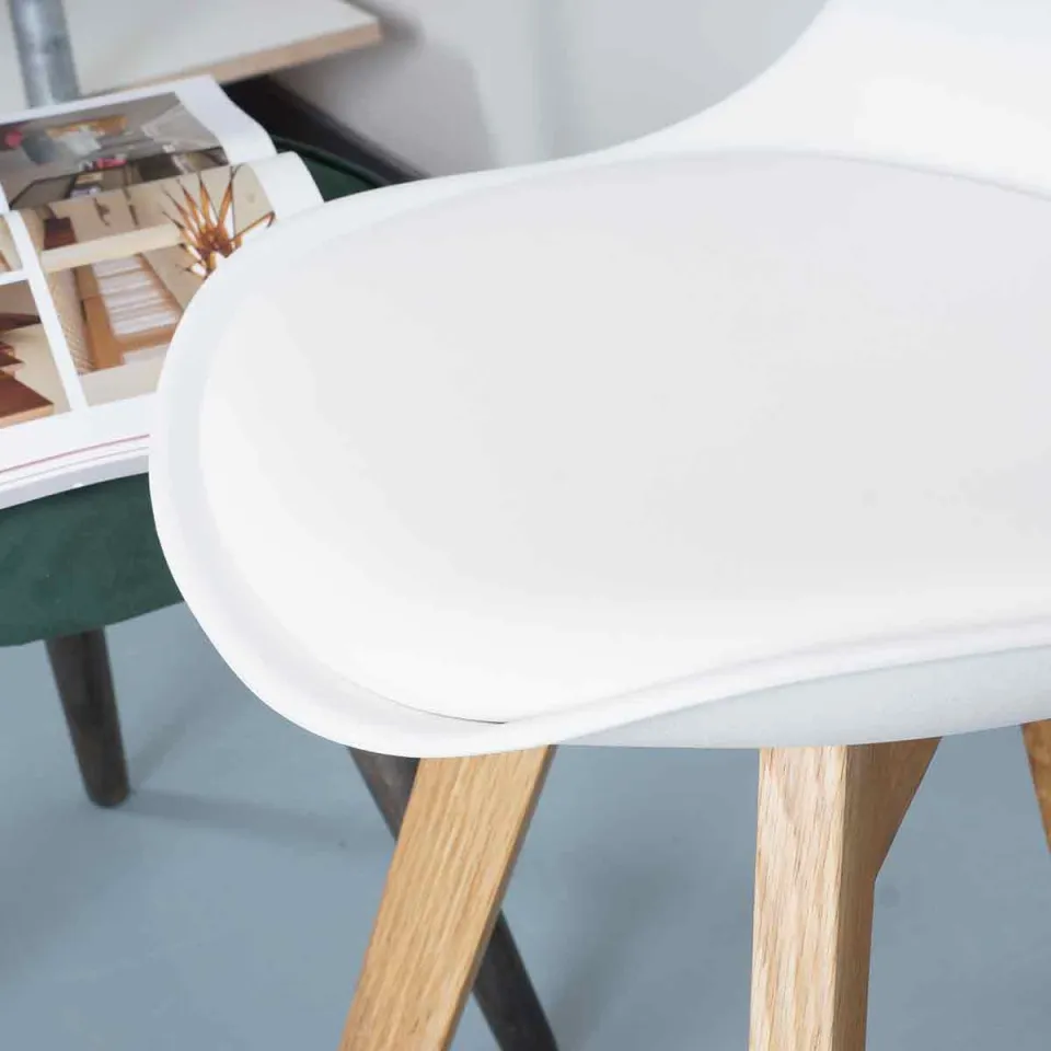 Essence Madera eetkamerstoel wit - houten onderstel, foto 5