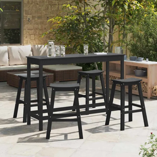 vidaXL Tuin Bar Set 4 st Zwart HDPE