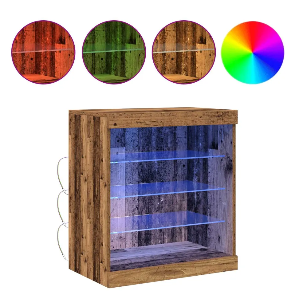 vidaXL LED Sideboard Oudhout 60,5 x 37 x 67 cm Bewerkt hout bruin, foto 4