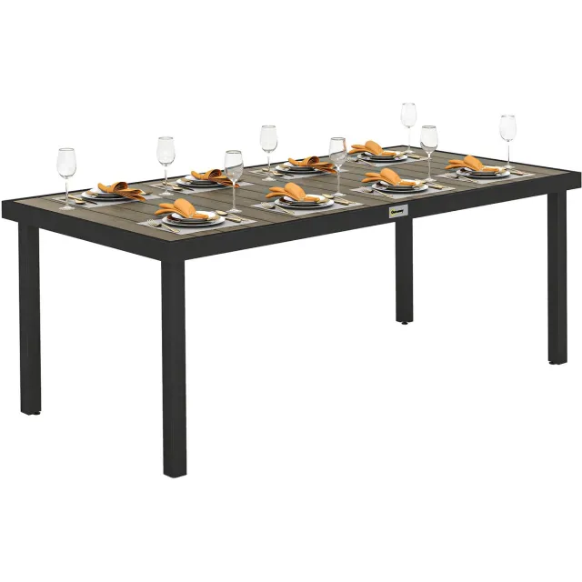 Outsunny tuintafel - aluminium - 190x90x74cm - bruin