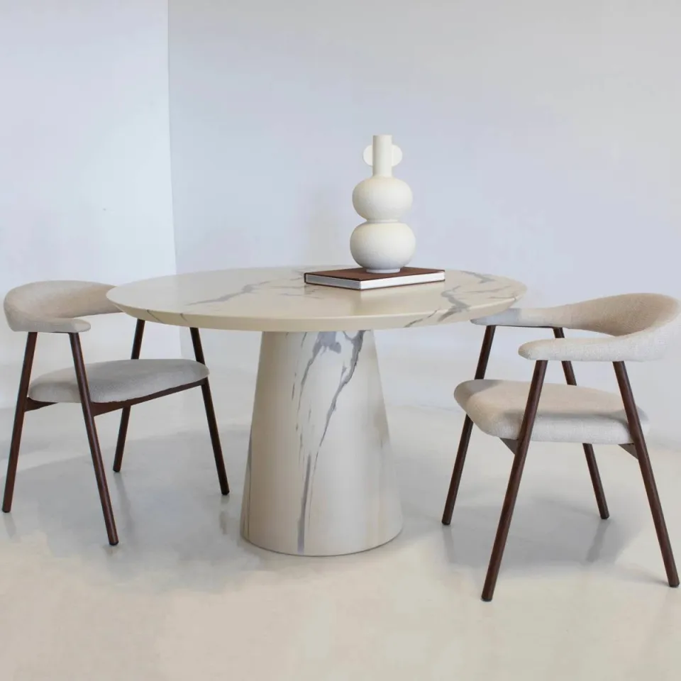 Giga Meubel Eettafel Flen Rond - Marmerlook - 120x120x76cm, foto 2
