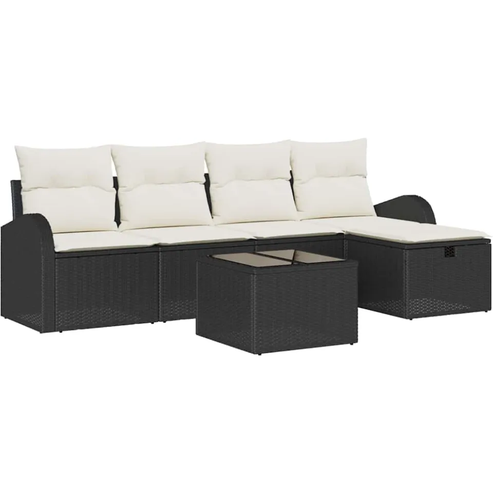 vidaXL Tuin Sofa Set 6 st Zwart poly rattan