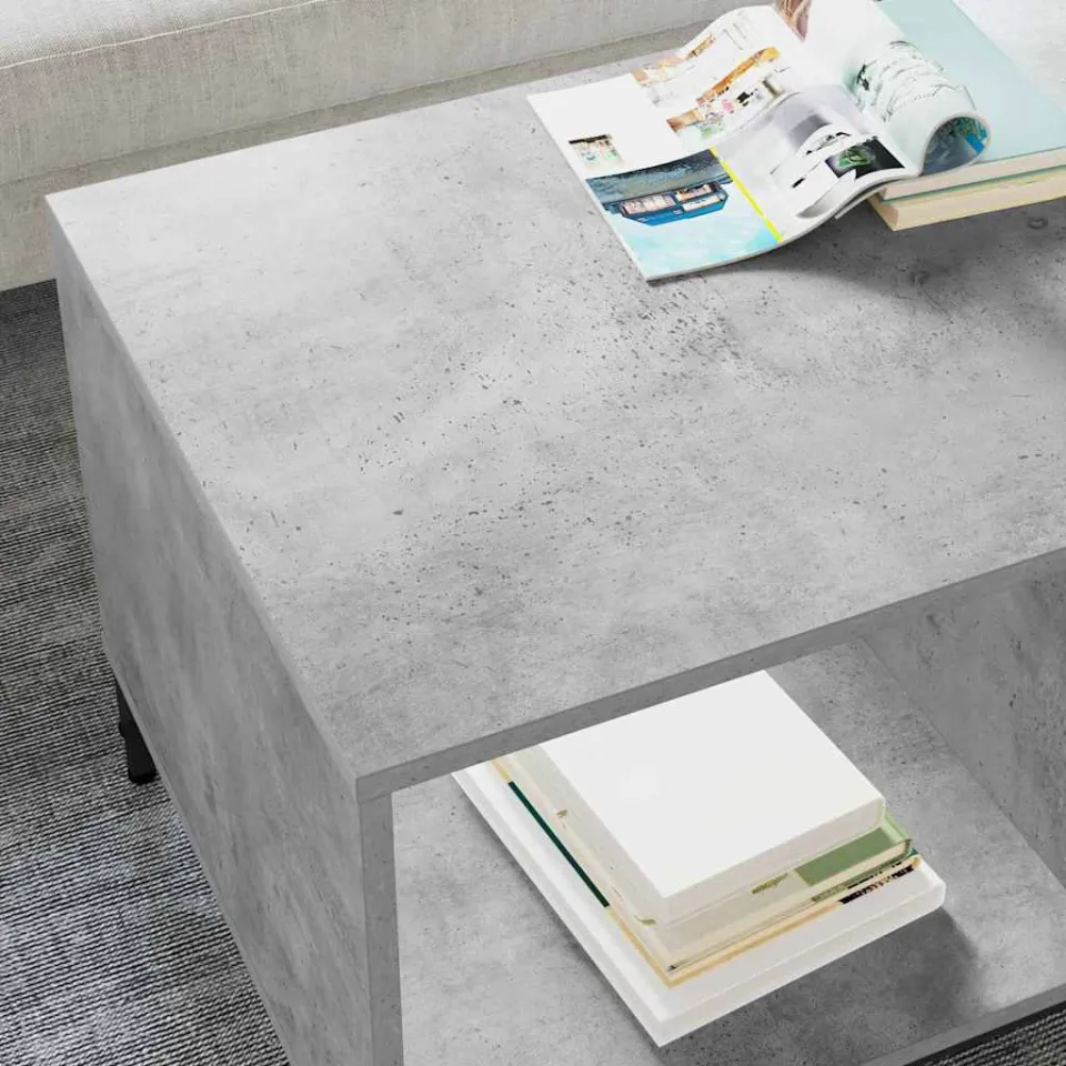 vidaXL Salontafel Beton Grijs 90 x 49 x 46 cm Bewerkt hout, foto 4