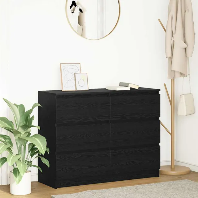 vidaXL Dressoir 100x35x76 cm spaanplaat zwart eikenkleurig, foto 2