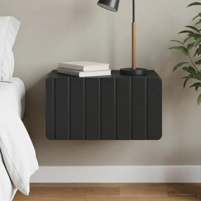 vidaXL Wandbeugel Bedkast Zwart 49 x 34,5 x 24 cm Bewerkt hout, foto 2