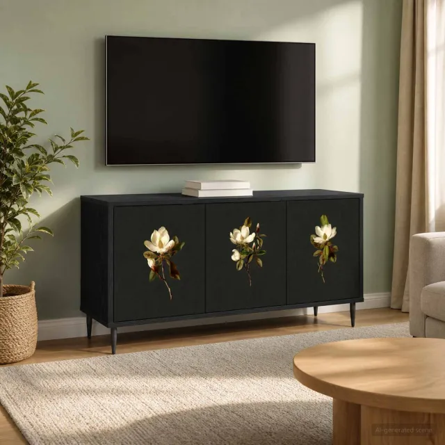 vidaXL Tv-meubel BREMEN 102 x 33 x 51 cm Zwart eiken Bewerkt hout, foto 2