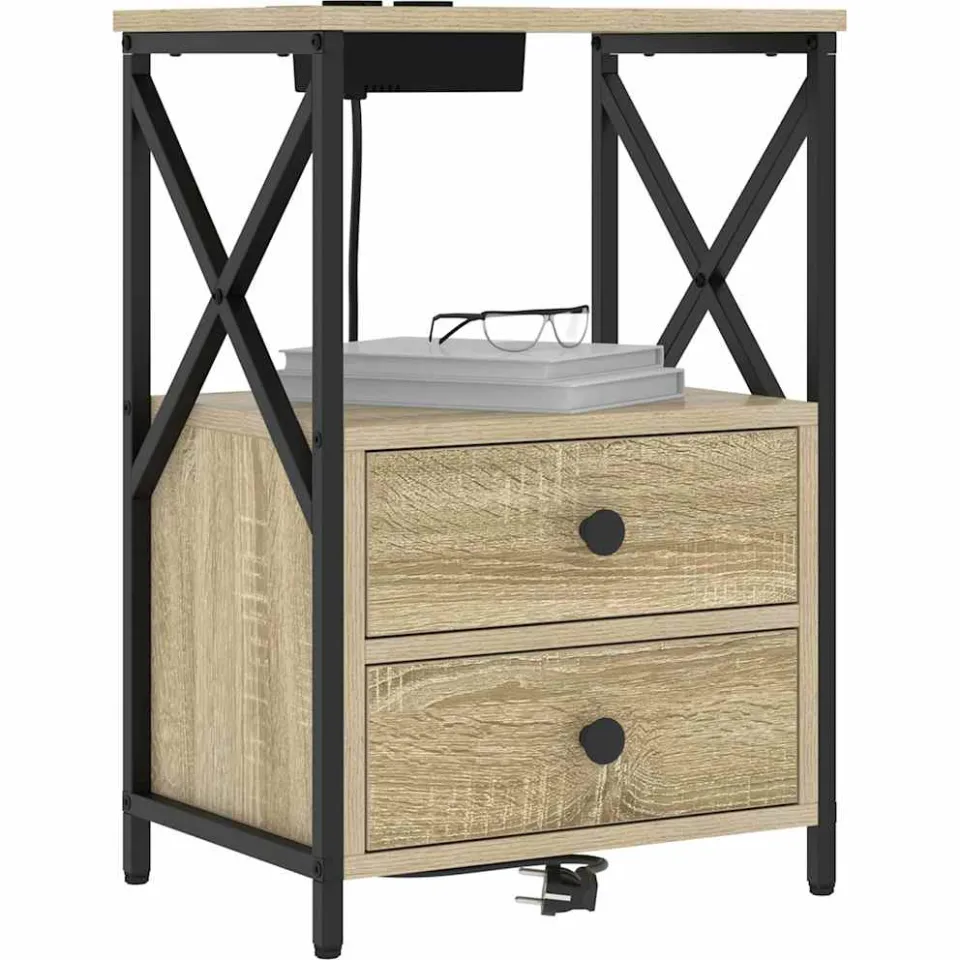 vidaXL Nachtkastje 2 st Sonoma Eiken 40 x 31 x 60 cm Bewerkt hout Bruin