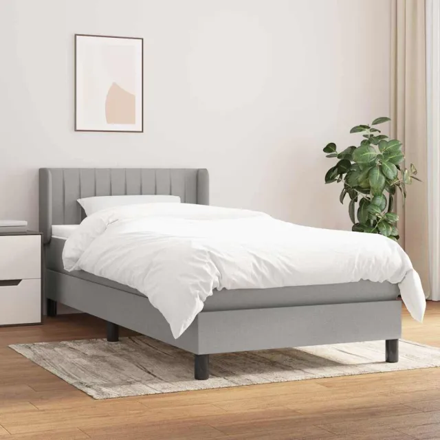 vidaXL Boxspring met matras stof lichtgrijs 90x190 cm grijs