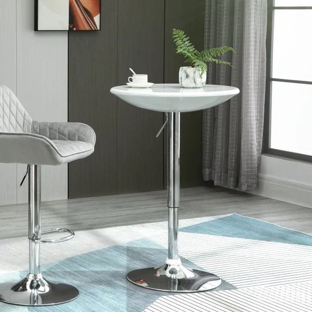 MIVRAY Bartafel - Moderne Draaibare En Hoogteverstelbare Tafel Voor Keuken En Woonkamer - Metaal Met Wit ABS - 61 Cm Rond En 76 Tot 97 Cm Hoog