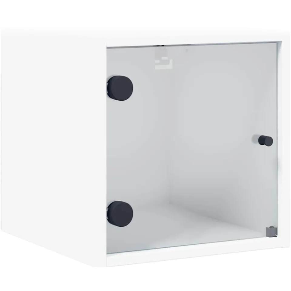 vidaXL Nachtkastjes met glazen deuren 2 st 35x37x35 cm wit, foto 4