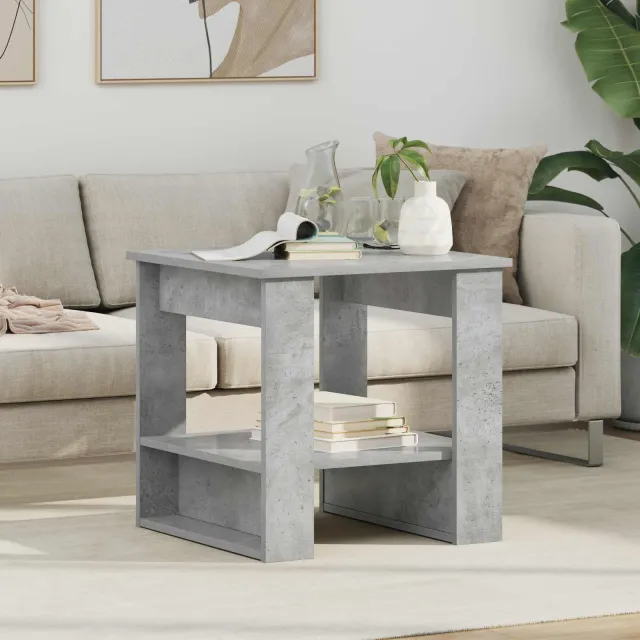 vidaXL Salontafel Beton Grijs 51 x 50 x 50 cm Bewerkt hout