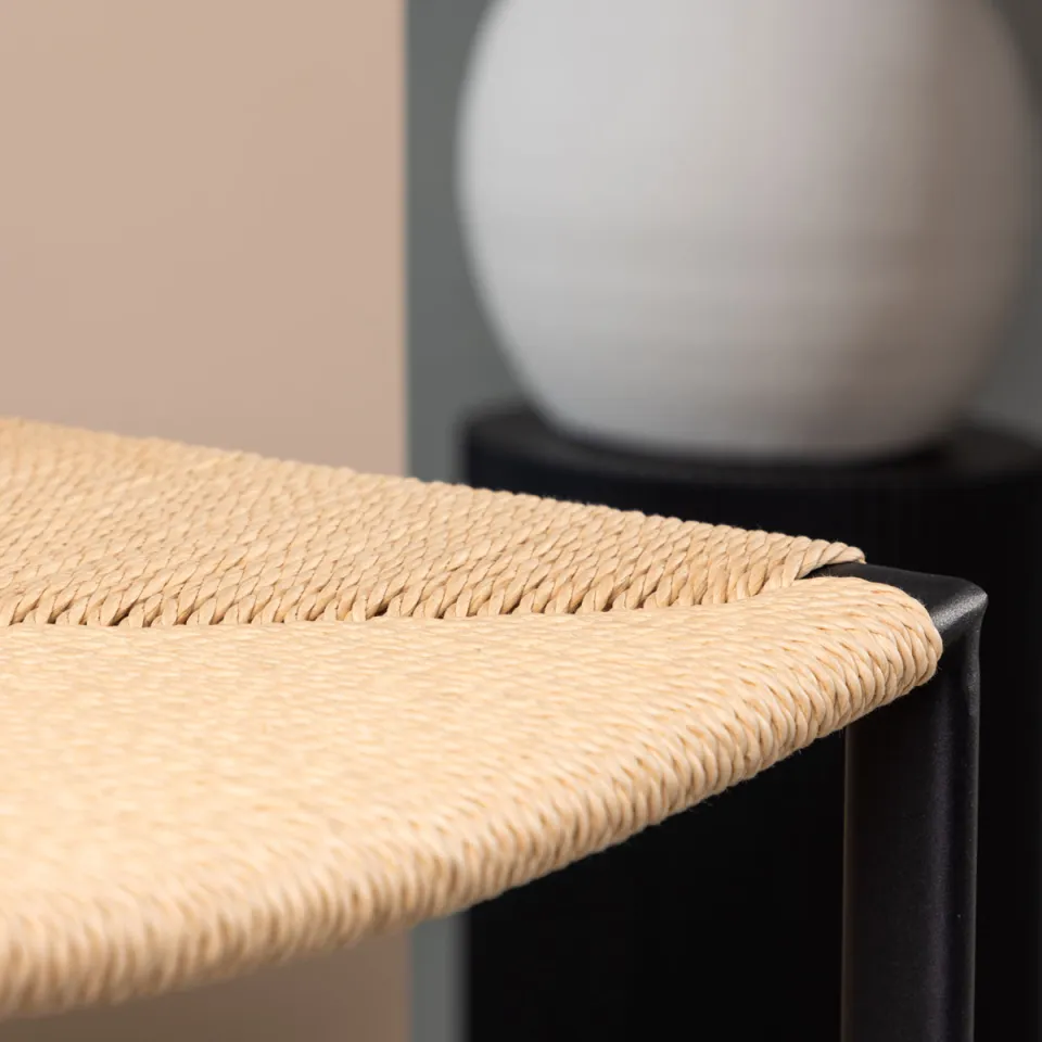 Nest living Roan metalen barkruk zwart - met rotan zitting - 66 cm, foto 4