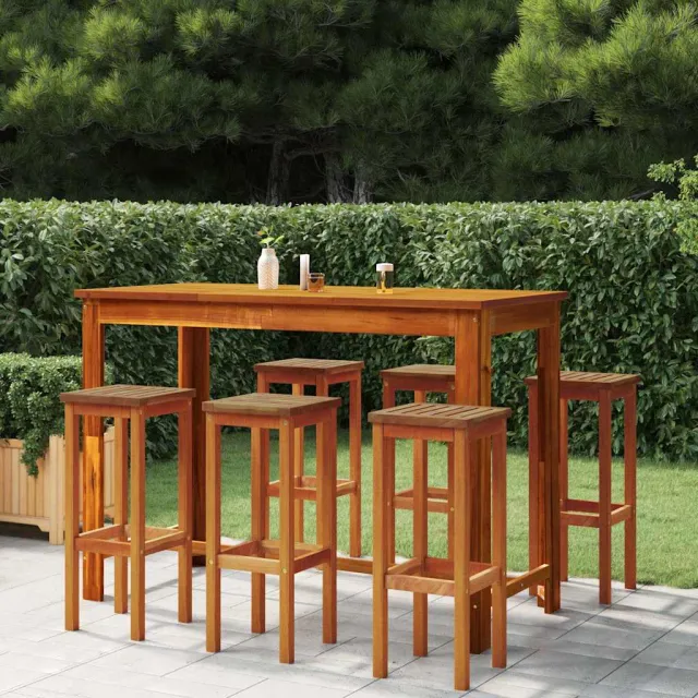 vidaXL 7-delige Tuinbarset massief acaciahout bruin, foto 2