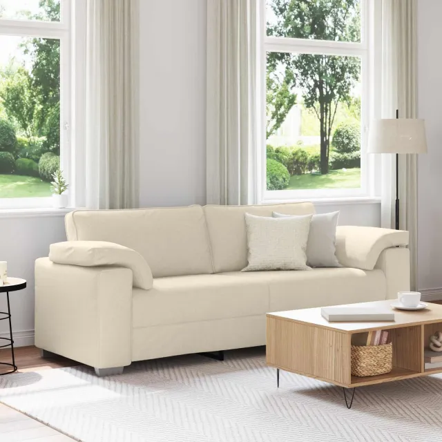 vidaXL 3-Zits Bank Beige 220 cm Linnen-mix stof