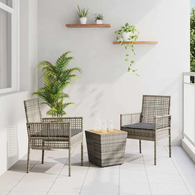 vidaXL Tuin Bistro Set 3 st Grijs poly rattan