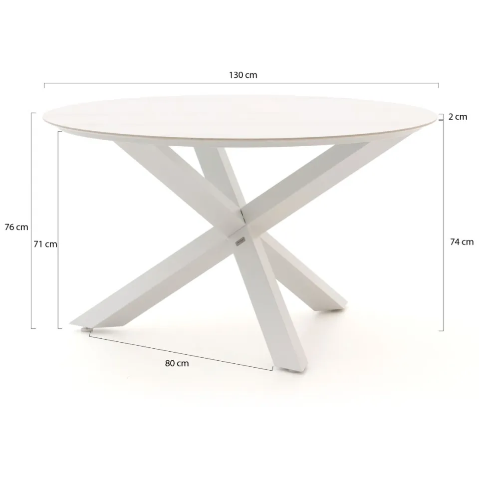 Bellagio tuinmeubelen Bellagio Lodola dining tuintafel ø 130cm wit, foto 2
